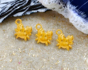 10 Tiny Gold Crab Charms Mini Crab Charms Double Sided Gold Beach Charms Jewelry Supplies 12x13mm