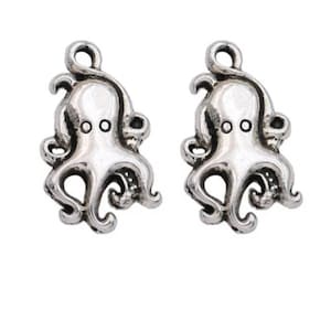 Tiny Octopus Charms Mini Sea Shore Boho Beach Bracelet Octopus Jewelry Supplies 18x10mm