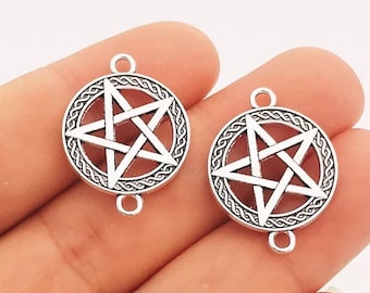 Pentacle Connectors Pentacle Bracelet Charms Pentagram Bracelet Connectors Wicca Jewelry Supplies 26x20mm