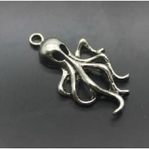 Octopus Pendants Large Charms Silver Ocean Sea Life Beach Cruise Earring Charm Jewelry Supplies 31x17 mm