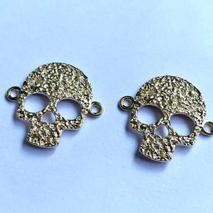 Light Gold Sugar Skull Connectors Detailed Sugar Skull Charms for Bracelets Halloween Jewelry Supplies 33x31mm