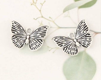 Adorable Butterfly Charms Slightly Curved Wings Vintage Look Butterfly Findings Jewelry Supplies 18x16mm