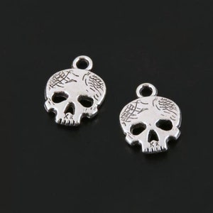 6 Little Half Skull Charms Small Double Sided Skulls Halloween Charms Well  lCrafted Spooky Skull Jewelry Supplies 16x12mm