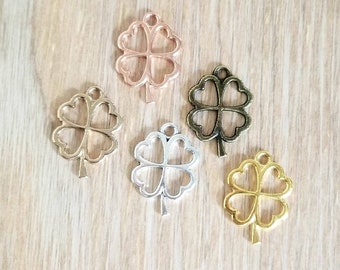 8 Clover Charms Four Leaf Clover Charms St. Patrick's Day Charms Lucky Charms Colorful Clover Jewelry Supplies 25x17mm