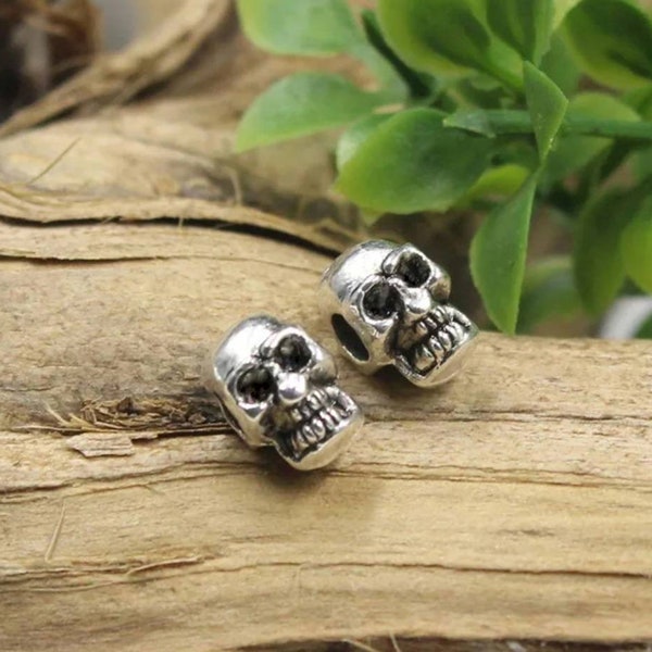 10 Tiny Skull Spacer Beads Mini Skull Beads Bracelet Charms Halloween Jewelry Supplies 8x5mm
