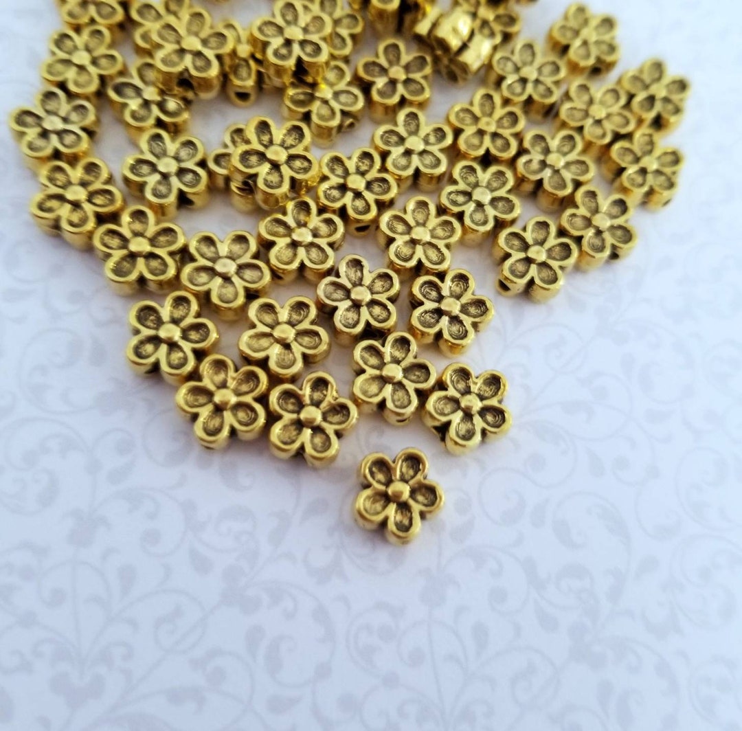 Darling Antique Gold Daisy Beads Antique Gold Daisy Spacer Etsy