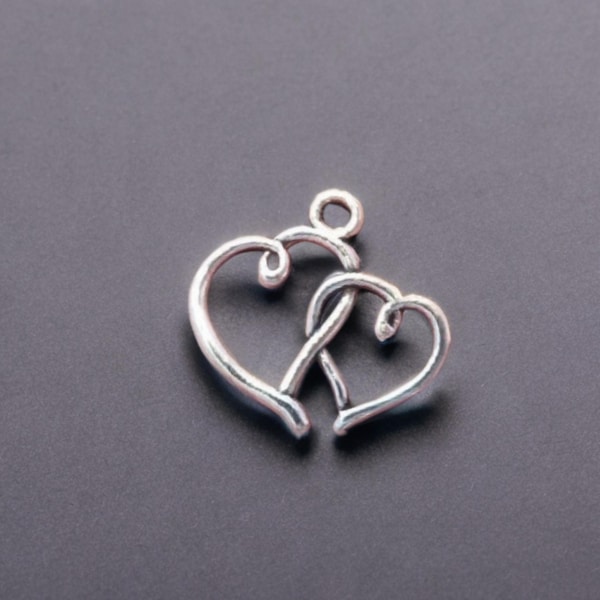 10 Double Heart Charms Intertwined Two Hearts Antique Silver Jewelry Supplies Read Details 20x19 mm