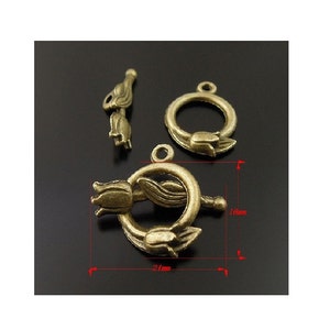 6 Sets Lovely Tulip Design Toggle Clasps Jewelry Connectors for Bracelets or Necklaces Bronze Findings Supplies image 2