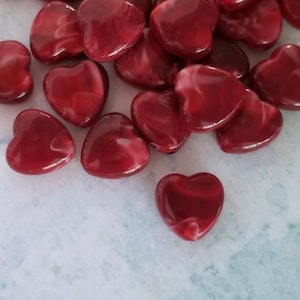 Deep Red Heart Spacer Beads Acrylic Marbled Wine Heart Beads Valentine&#39;s Day Charms Jewelry Supplies 14mm
