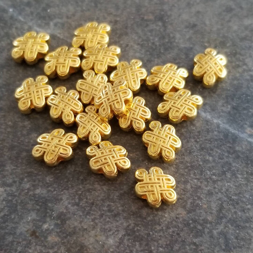 Gold Eternal Knot Spacer Beads Small Endless Knot Beads Spiritual