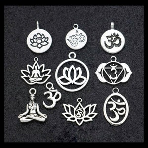 10 Piece Ohm Charm Set Meditation Charms Ohm Charms Serene Buddhist Jewelry Supplies