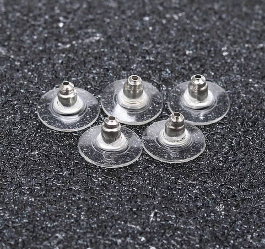 Silicone Earring Backs,Clear Rubber Earring Backs,Earring Safety Back  Stopper Clutch Ear Locking with Pad (Pack of 100)