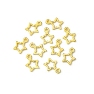 Lovely Gold Star Charms Simple Small Open Gold Stars Christmas Star Charms Celestial Jewelry Supplies 14x11mm