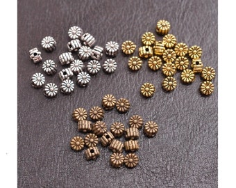 Teeny Tiny Daisy Flower Spacer Beads Atq Silver Atq Gold Bronze or Dark Copper Tiny Flower Beads Jewelry Beading Supplies About 4.5mm