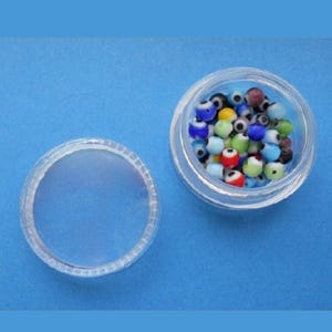 One Jar of Teeny Tiny Evil  Eye Beads 3.5 - 4 mm Lampwork Glass Eye Spacer Beads About 60 per Jar Jewelry Craft  Beading Supplies