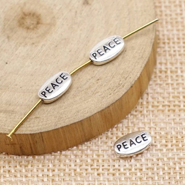 Peace Spacer Beads Little Peace Beads Bracelet Charms Message Beads Peace Jewelry Supplies 10x6mm