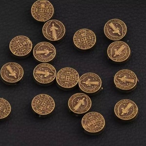 12 Bronze St. Benedict Spacer Beads Patron Saint Catholic Rosary Parts Exorcism Protection Bracelet Jewelry Supplies 9mm