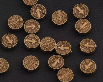 12 Bronze St. Benedict Spacer Beads Patron Saint Catholic Rosary Parts Exorcism Protection Bracelet Jewelry Supplies 9mm