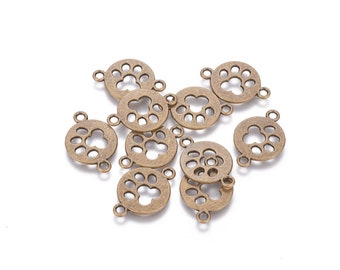 5 Paw Print Connectors Bronze Pet Themed Bracelet Connectors Foot Print Charms Cut Out Cat Dog Paws Jewelry Supplies 24x17mm