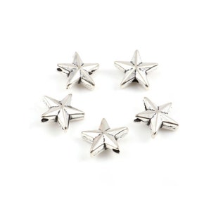 12 Lovely Star Spacer Beads Antique Silver Star Beads Christmas Star Beads Celestial Jewelry Supplies 13x12mm