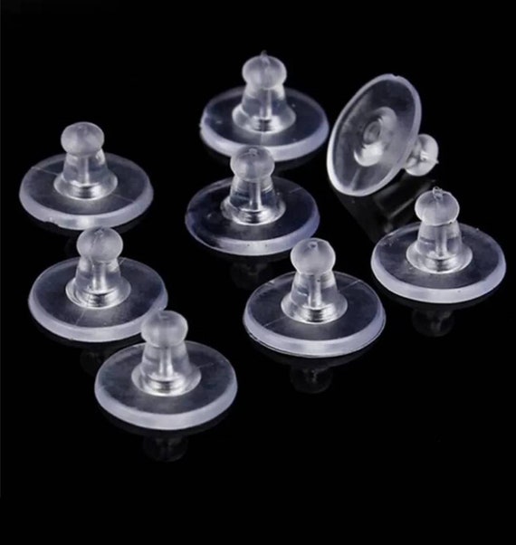 Plastic clear earring backings 25pcs - 4x4mm earring backs