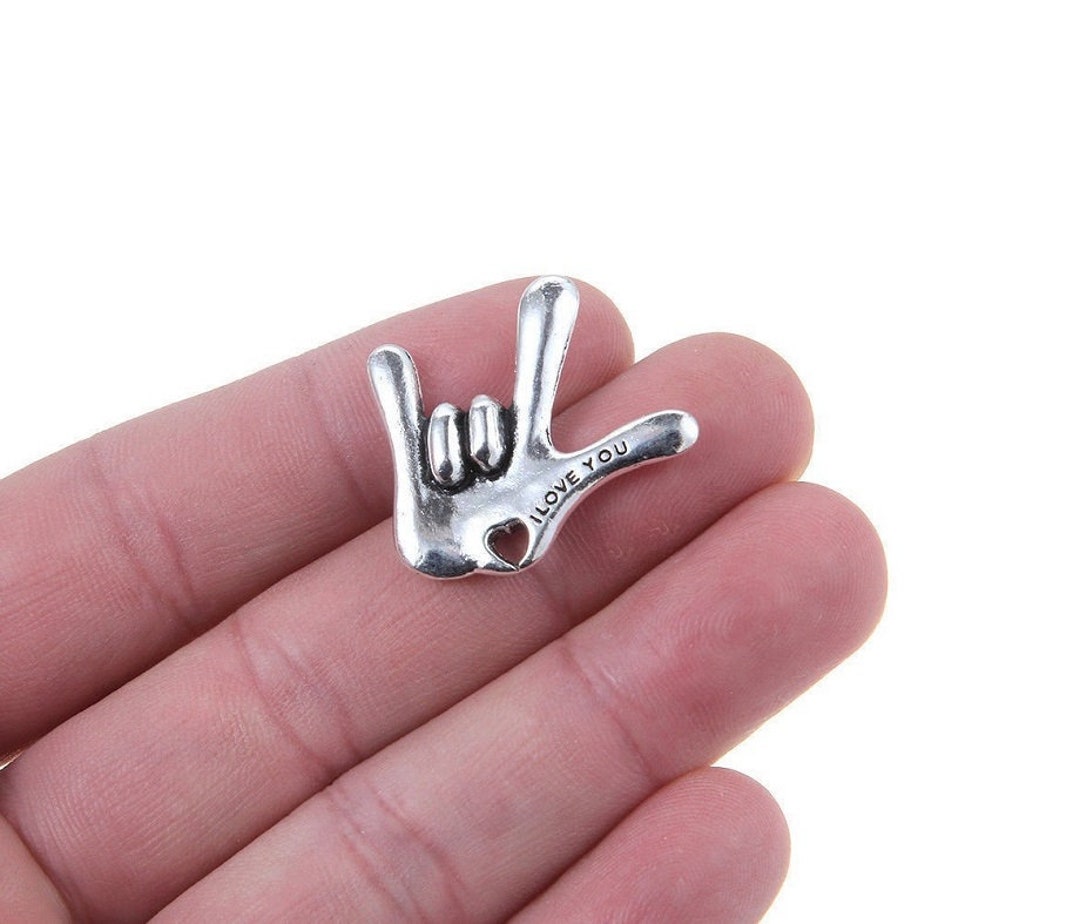 Sign Language ASL I Love You Pendants Hand Signs Solid Large Charms ...