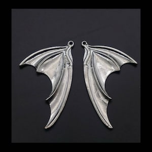 2 Bat Wing Pendants Very Large Bat Wing Charms Halloween Pendants One Pair Bat Pendants Jewelry Supplies 52x32mm