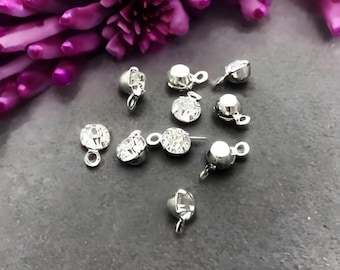Teeny Tiny Crystal Drop Charms Mini Rhinestone Charms Sparkly Little Gems Jewelry Supplies Extremely Small 6x4mm