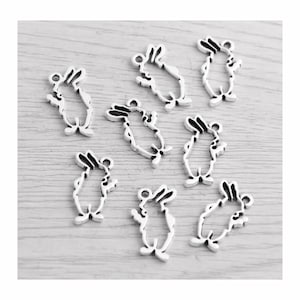 Rabbit Charms Darling Rabbit Frames Alice Charms Wonderland Charms Easter Bunny Charms Animal Charms Jewelry Supplies 21x11mm