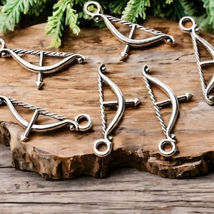 10 Bow and Arrow Charms Archery Jewelry Supplies 25x10mm