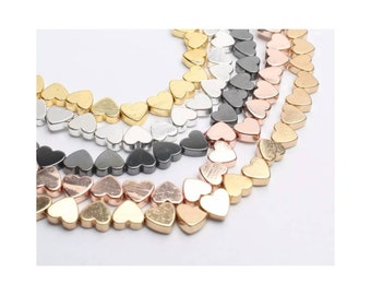 Tiny Hematite Heart Spacer Beads Mini Heart Beads Valentine&#39;s Day Bracelet Charms Jewelry Supplies 6x5.5mm READ DETAILS