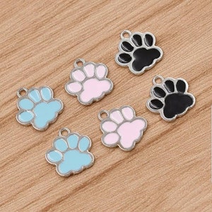 Enamel Paw Print Charms Colorful Dog Paws Cat Pet Collar Bracelet Earring Jewelry Supplies 16x17mm