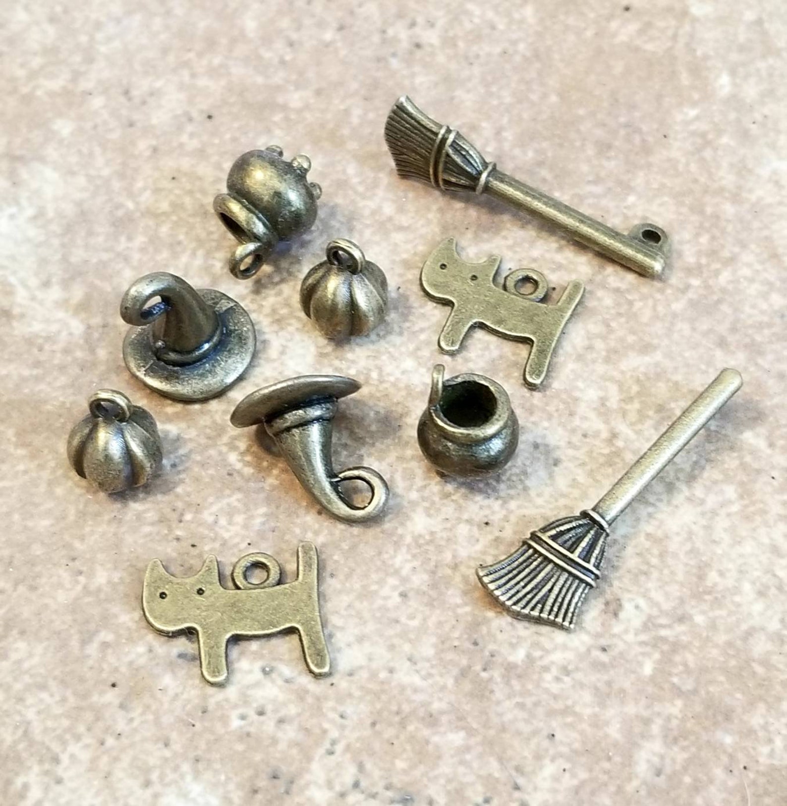 Witch Accessory Kit Charms Bronze Witches Travel Set Hat Broom Etsy