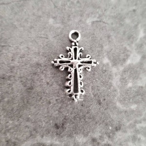 Small Filigree Cross Charms Little Ornate Cross Charms Religious Charms Rosary Parts Jewelry Supplies 20x13mm