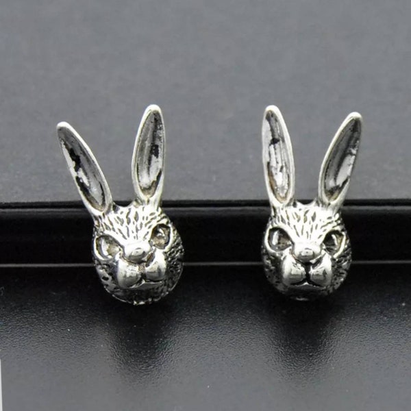 6 Detailed Rabbit Charms Bunny Charms Stern Rabbits Hidden Loop Animal Jewelry Supplies 17x9mm