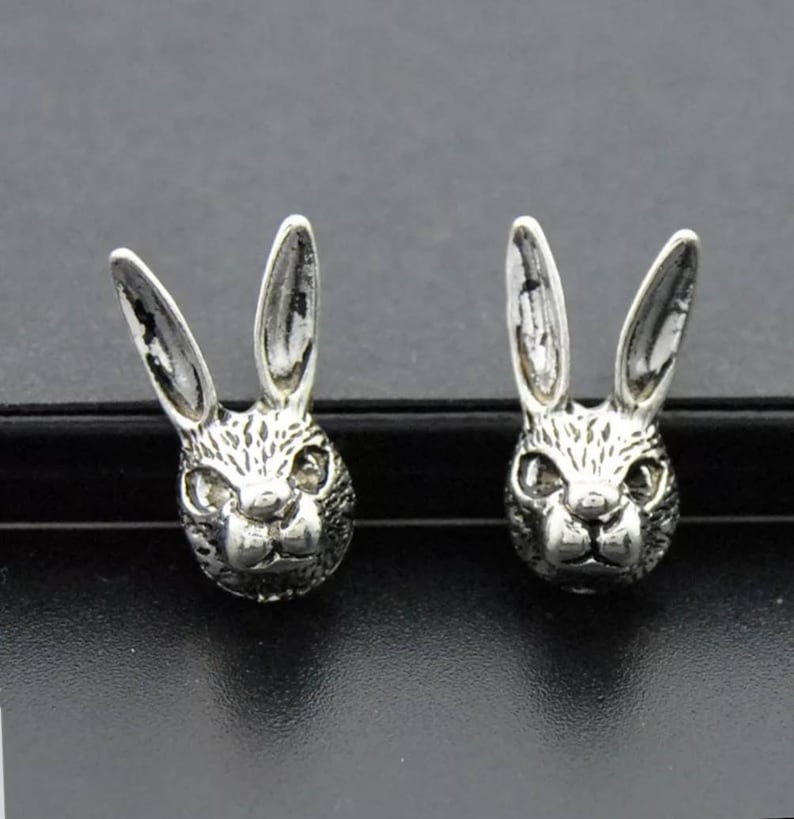 6 Detailed Rabbit Charms Bunny Charms Stern Rabbits Hidden Etsy
