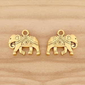 6 Detailed Elephant Charms Antique Gold Elephant Charms or Silver Boho Charms Jewelry Supplies 21x18mm