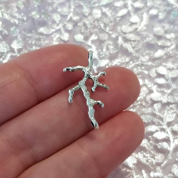 Beautiful Coral Branch Connectors Charms Silver Beach Mermaid Nature Jewelry Supplies 25x13mm