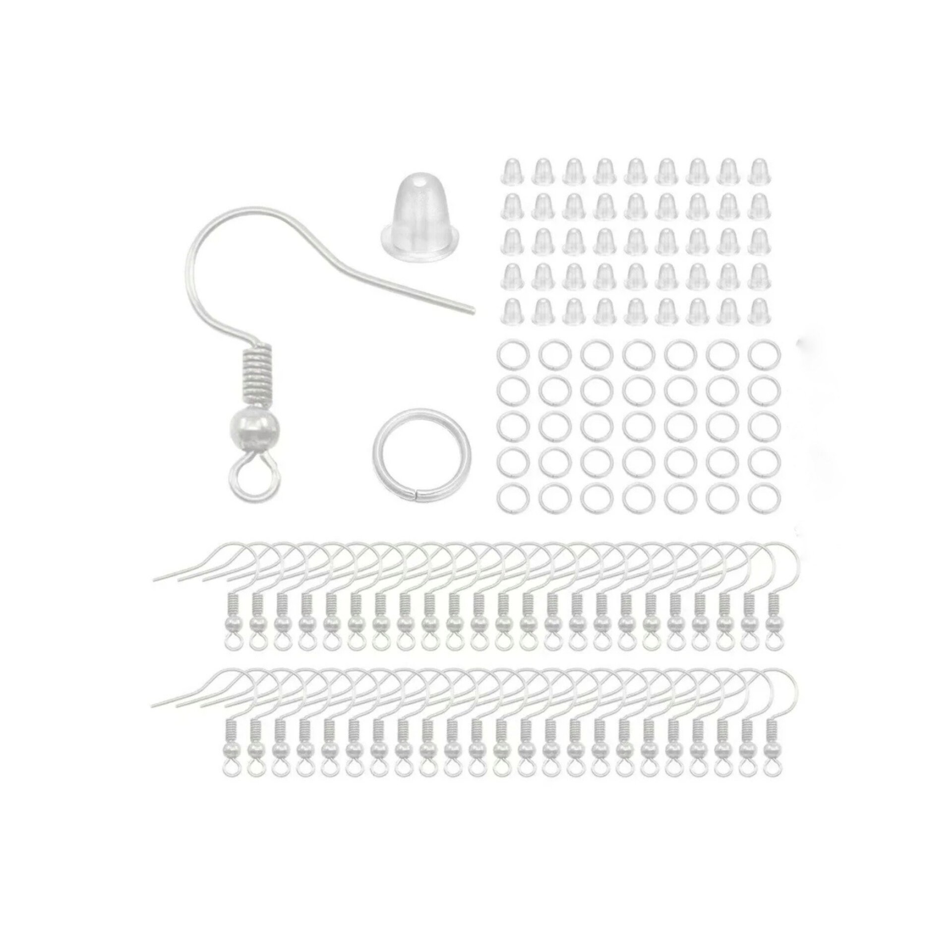 100 PCS Earring Hooks, 925 Sterling Silver Hypoallergenic Earring Hooks for Jewelry  Making, 300 PCS Earring Making kit, Earring Making Supplies with Earring  Backs and Jump Rings
