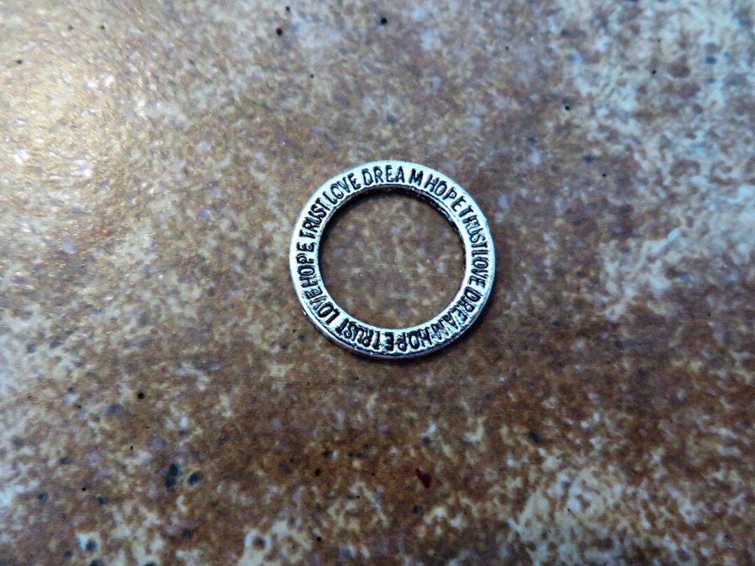 Linking Rings, Inspriational Words, Mini Circle Rings, 2 Silver Tones ...