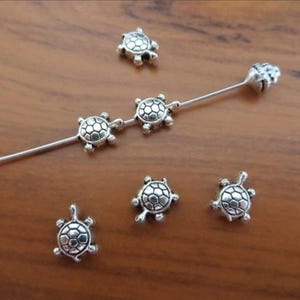 Tiny Turtle Spacer Beads Boho Beads Mini Turtles Tiny Turtle Beads Cute Extremely Small Turtle Spirit Guide Beads 8x6.5mm Jewelry Supplies