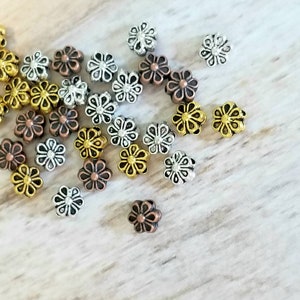 Little Daisy Spacer Beads Silver Copper Antique Gold Boho Flower Bracelet Beading Jewelry Supplies About 6mm