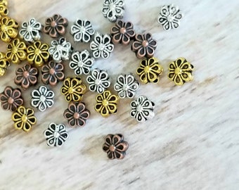 Little Daisy Spacer Beads Silver Copper Antique Gold Boho Flower Bracelet Beading Jewelry Supplies About 6mm