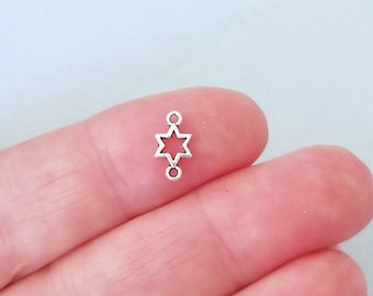 Tiny Star Connectors Star of David Charms Mini Celestial Stars Findings Jewelry Supplies 10x5.5mm Loops .9mm