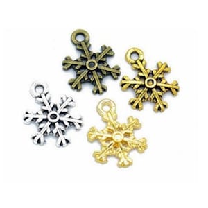 Snowflake Charm Assortment 10 Lovely Snowflakes for Jewelry 10 Piece Lot Snowflake Charms Holiday Winter Jewelry Supplies 18mm