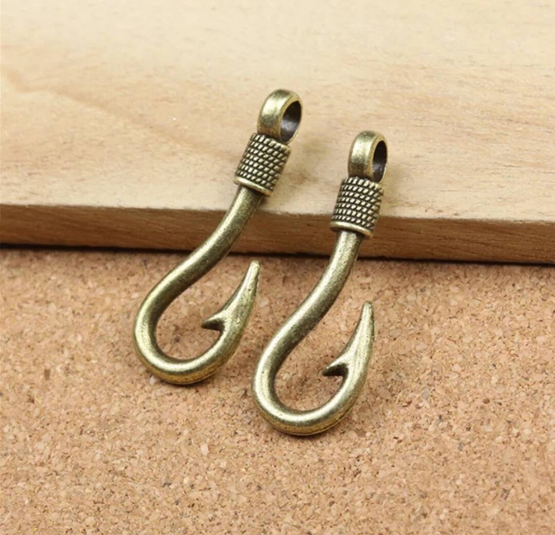 Bronze Hook Connectors Large Bronze Fish Hook Charms Pendants Jewelry