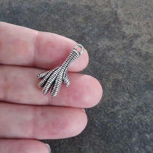 6 CHICKEN FEET Charms For the Person Who Has it All Unique Poultry Silver or Bronze Tone Charm Jewelry Supplies Key Ring Pendants 13x26mm