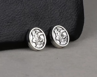 12 Saint Michael Beads Archangel Beads Religious Jewelry Supplies 9x8mm READ DETAILS