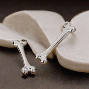 Long Silver Bone Charms Femur Bone Pendants Halloween Charms Bone Findings Jewelry Supplies 30x.9mm