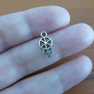 Tiny Dreamcatcher Mini Charms  Native Original Nation Spiritual Art in a Tiny Version Jewelry Supplies 7x15 mm NOTE SIZE